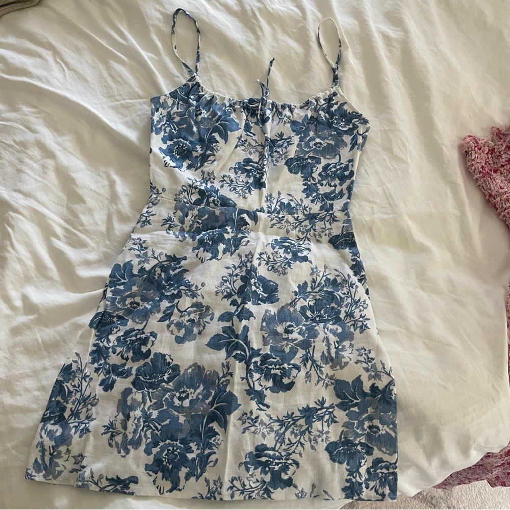 Reformation Blue and White Floral Mini Dress